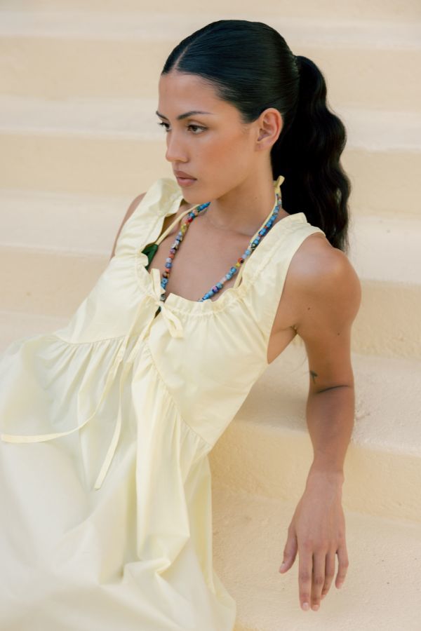 A Bronze Age Valley Dress - Sol Yellow / Cluny Lace