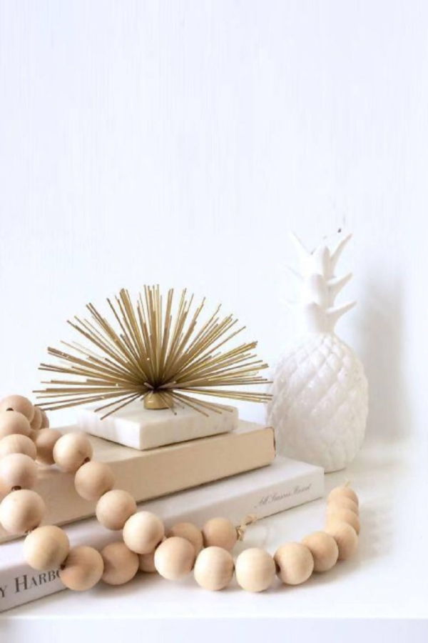 Osmos Studio Farmhouse Wooden Beads With Jute Tassels Garland