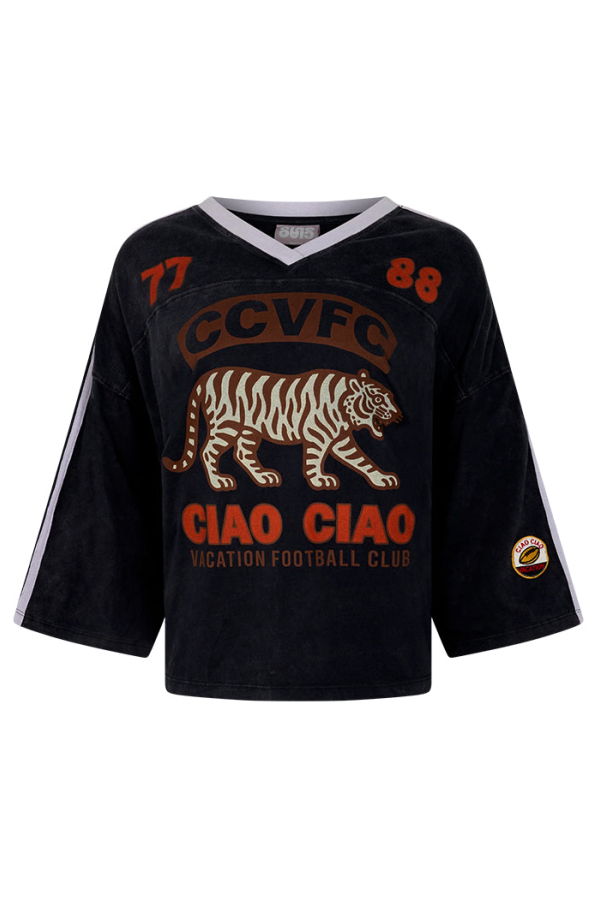 CIAO CIAO Tiger Football Club Crop Sport Tee - Charcoal Grey