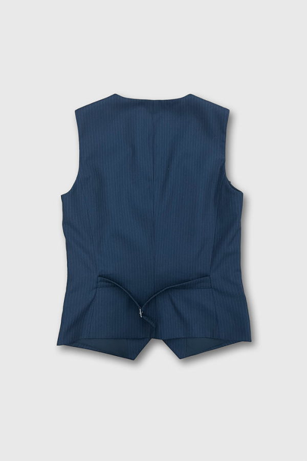 TONYWACK Wool Tailored Vest - Navy Pinstripe