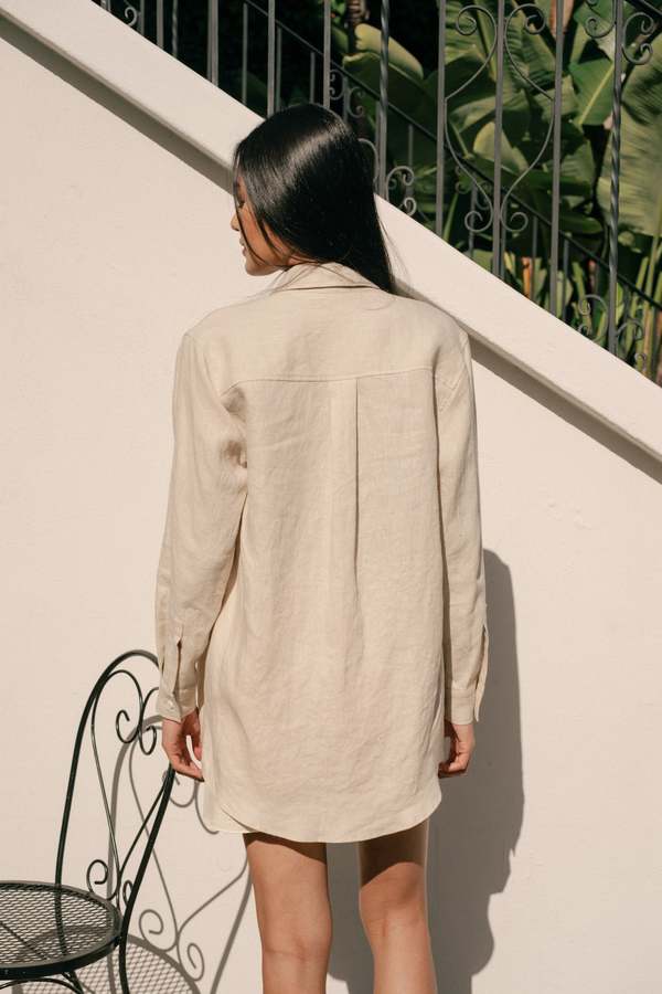 Whimsy + Row Denise Top in White Linen Top