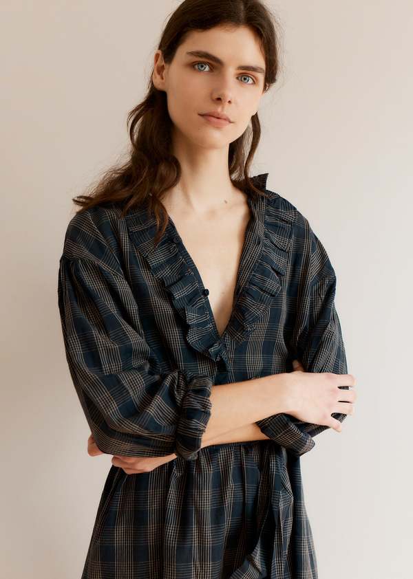 Caramel Frill Collar Dress