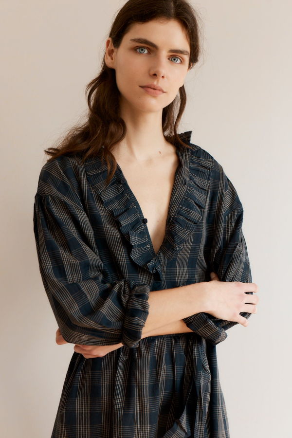 Caramel Frill Collar Dress