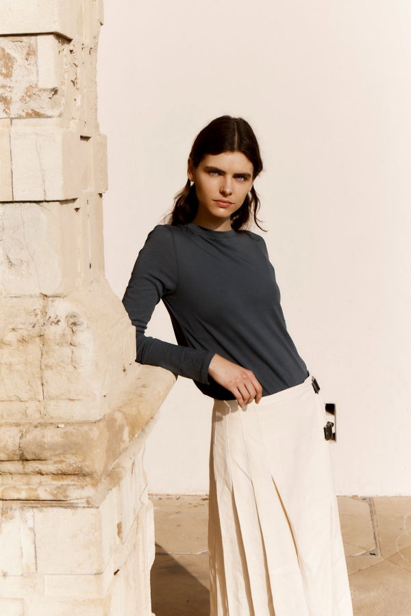 Caramel LONG SLEEVE T SHIRT - CHARCOAL