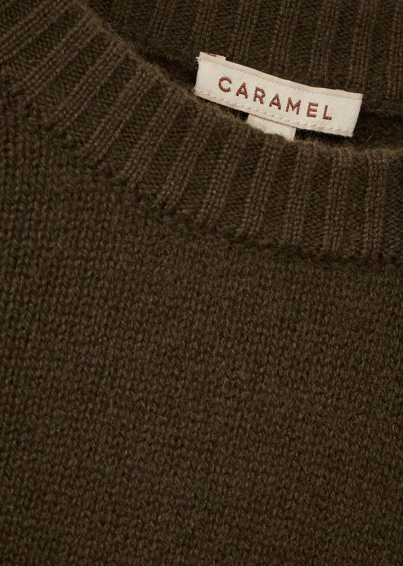 Caramel Poa Cashmere Jumper - Olive