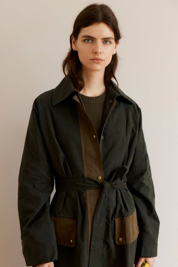 Caramel WOMAN OVERSIZED MAC - DARK PINE GREEN