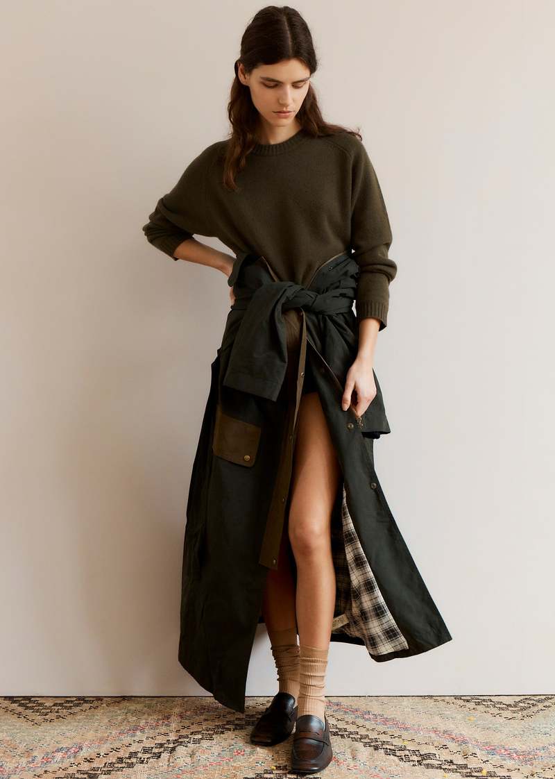 Caramel WOMAN OVERSIZED MAC - DARK PINE GREEN