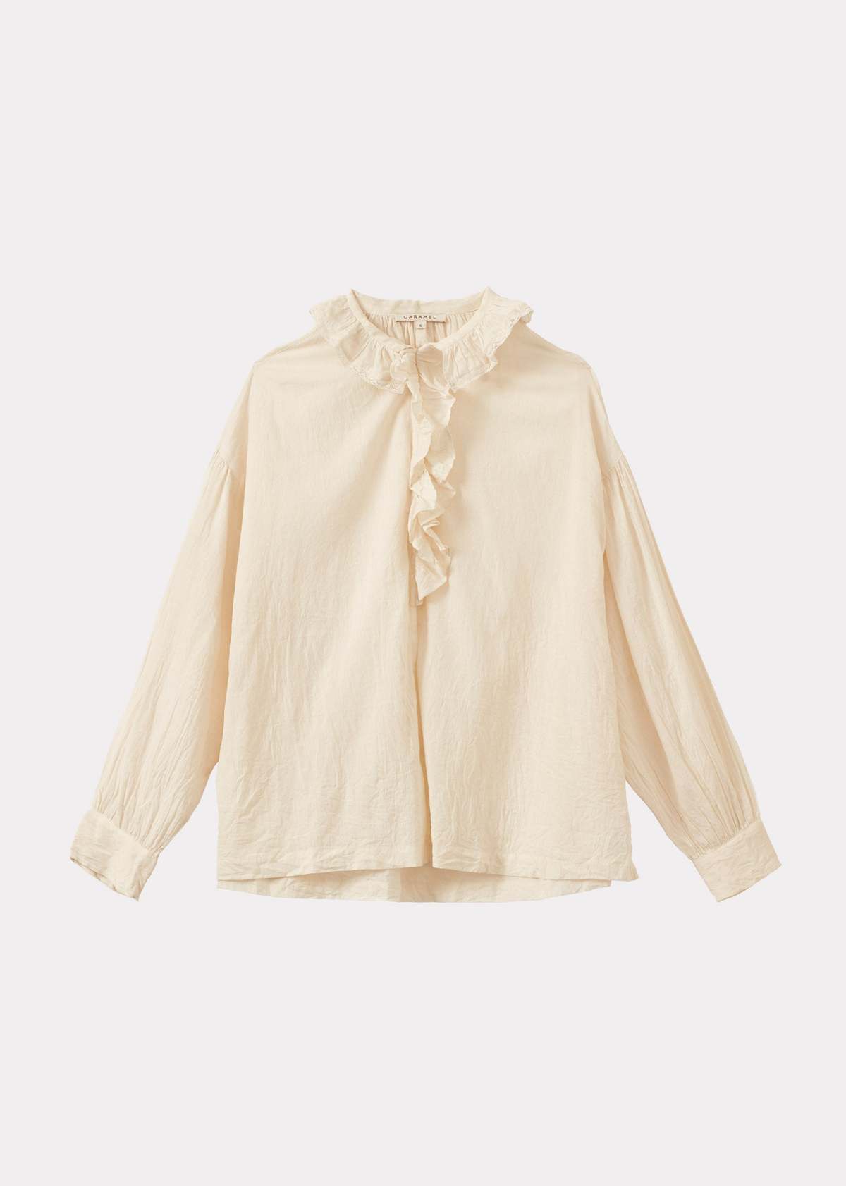 Caramel Frill Collar Cotton Blouse - Image 1 of 4