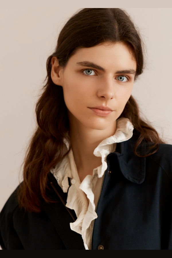 Caramel Frill Collar Cotton Blouse