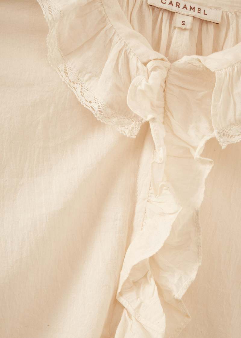 Caramel Frill Collar Cotton Blouse