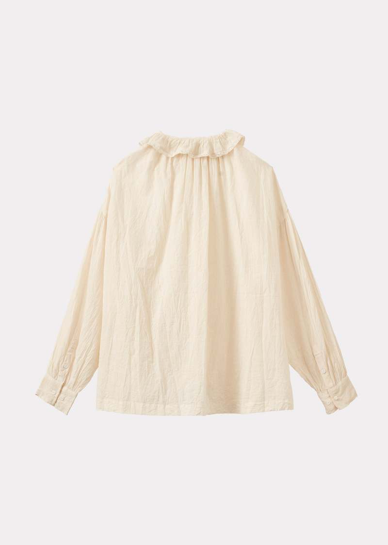 Caramel Frill Collar Cotton Blouse