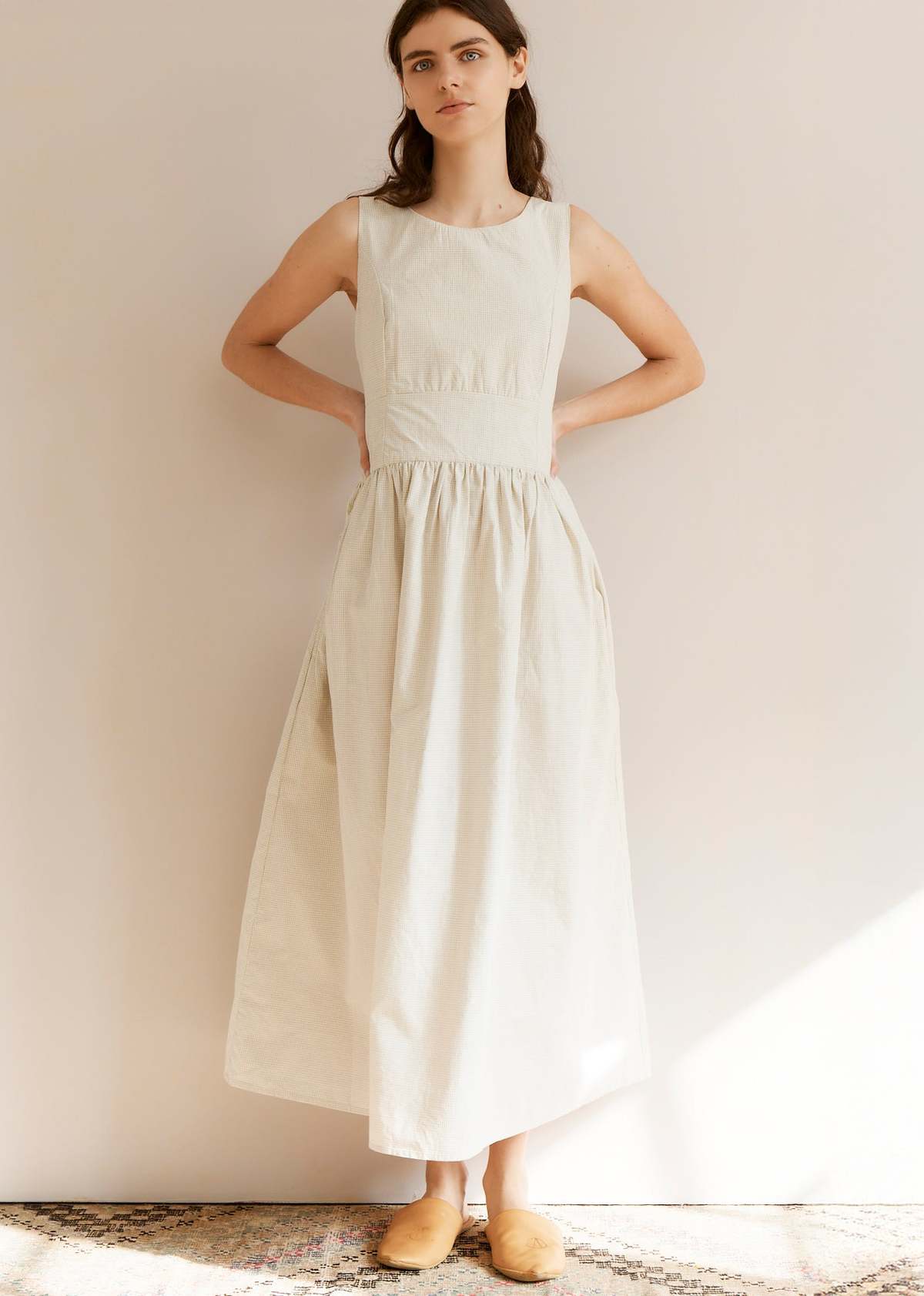 Caramel Panelled Cotton Dress - Image 1 of 4