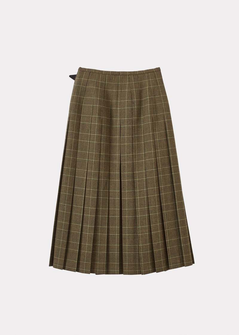 Kids Caramel Kilt - Grey/Green Tartan