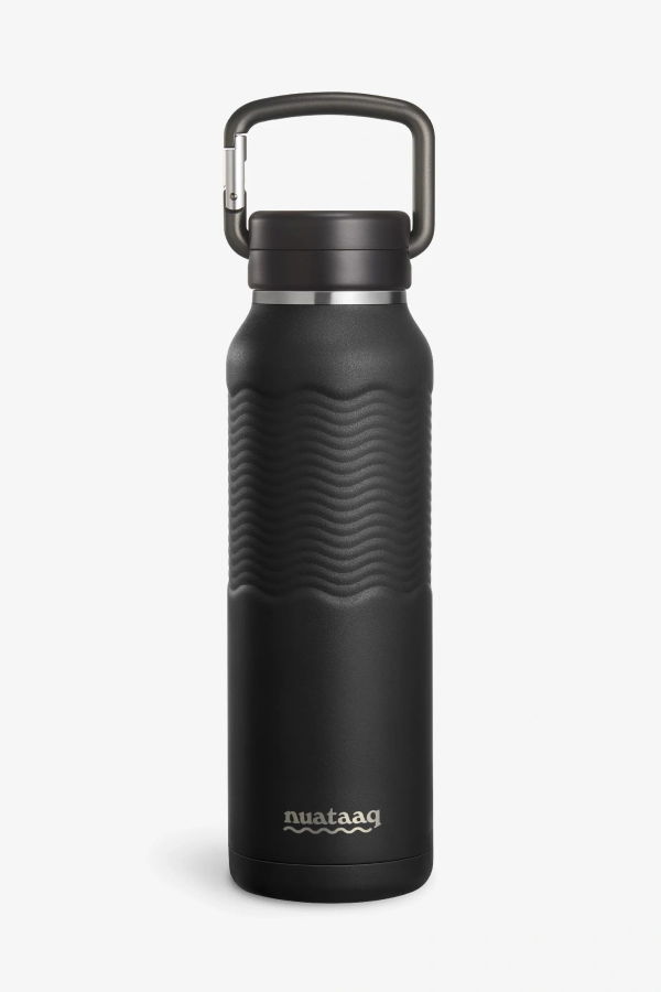 Nuataaq 34oz/1L Carabiner Water Bottle with Clip Cap - Obsidian