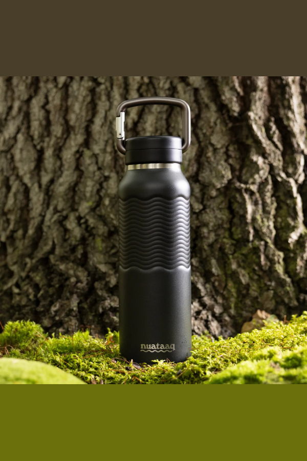 Nuataaq 34oz/1L Carabiner Water Bottle with Clip Cap - Obsidian