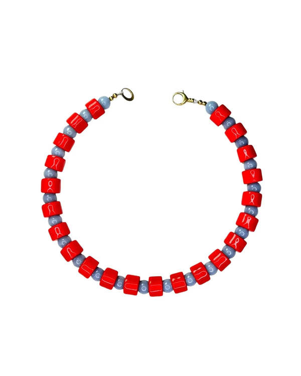 Her New Tribe Lobster & Blue Lace Agate Bead Two Necklace