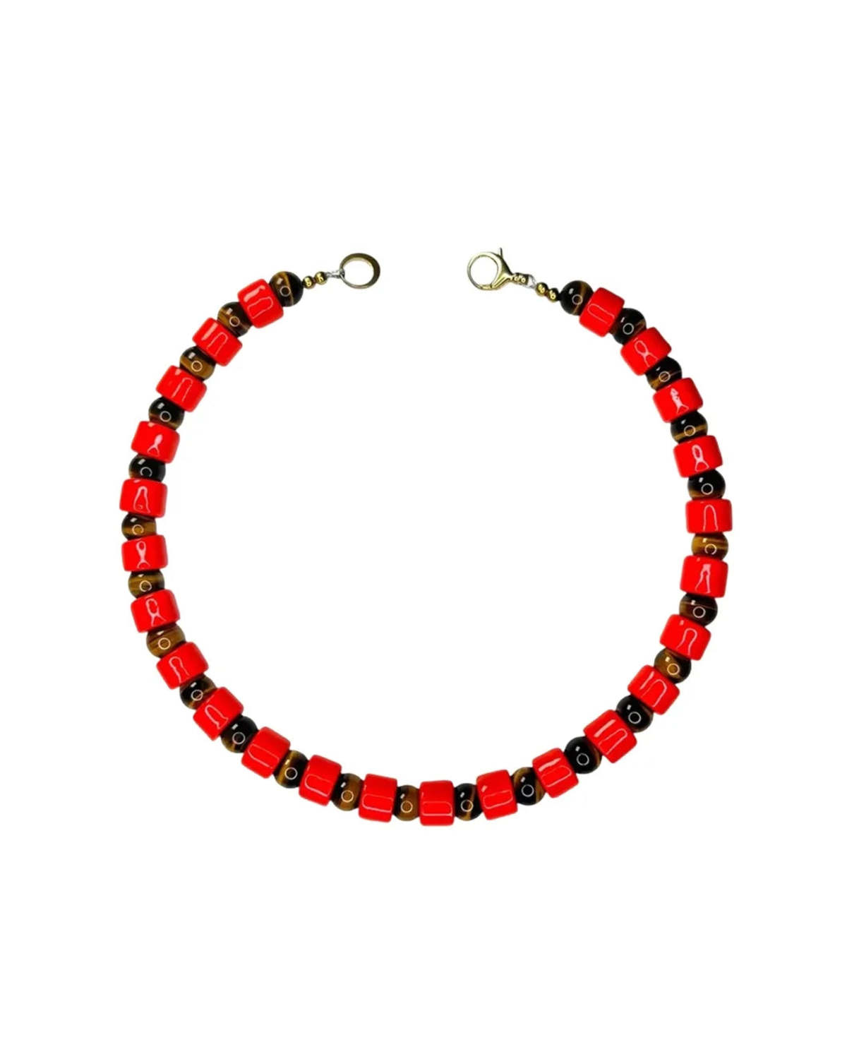 Her New Tribe Lobster & Tigers Eye Sundry Bead Two Necklace - Image 1 of 2