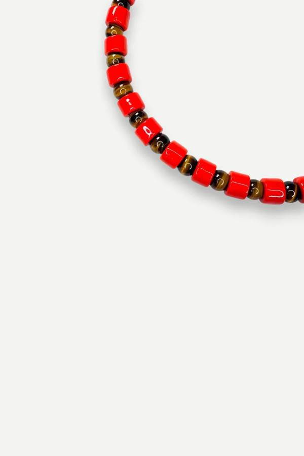 Her New Tribe Lobster & Tigers Eye Sundry Bead Two Necklace