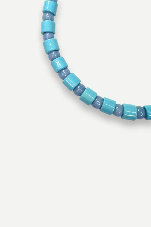 Her New Tribe Pool & Blue Lace Agate Sundry Bead One Necklace - Blue