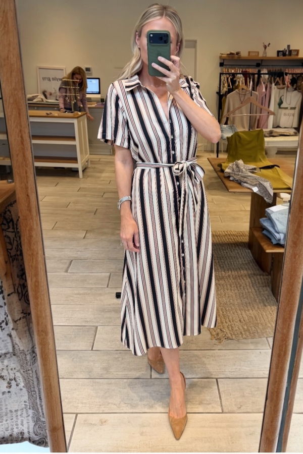 LITTLE LIES Horizon Dress - Beige Stripe