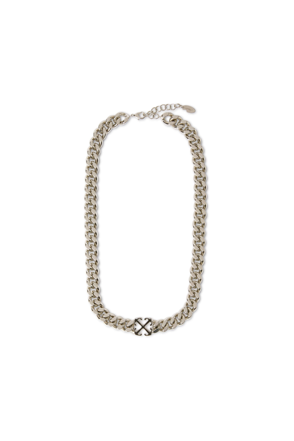 Off-White Enamel Arrow Necklace - Silver/Black