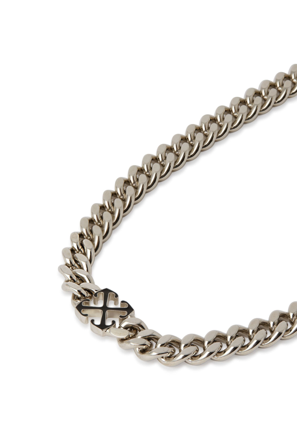 Off-White Enamel Arrow Necklace - Silver/Black