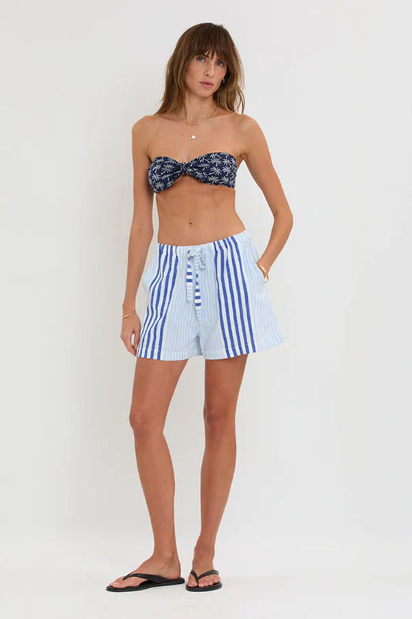 Lemlem Safia Striped Shorts - Shemizi Blue