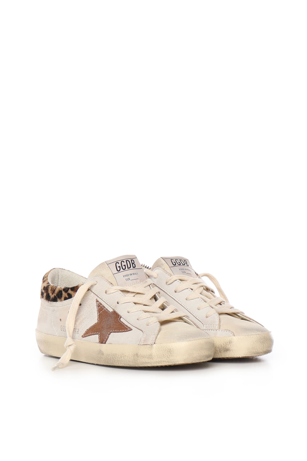 Golden Goose Super-Star Leather Sneakers - White/Beige/Brown