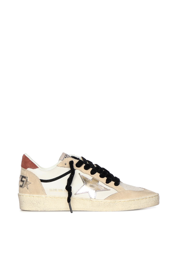 Golden Goose Ball Star Leather Sneaker - White / Beige / Platinum / Rust Red