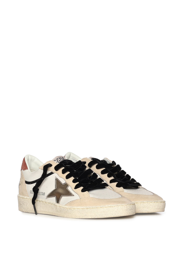 Golden Goose Ball Star Leather Sneaker - White / Beige / Platinum / Rust Red