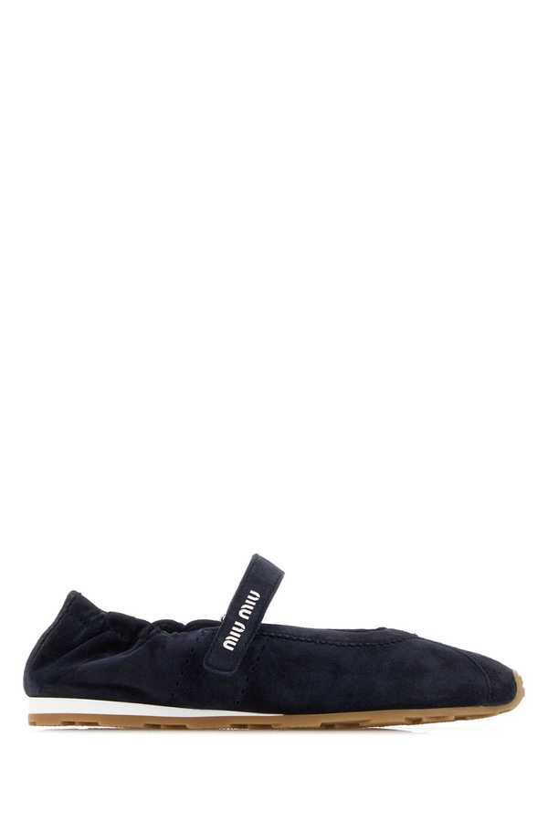 MIU MIU Midnight Blue Suede Ballerinas