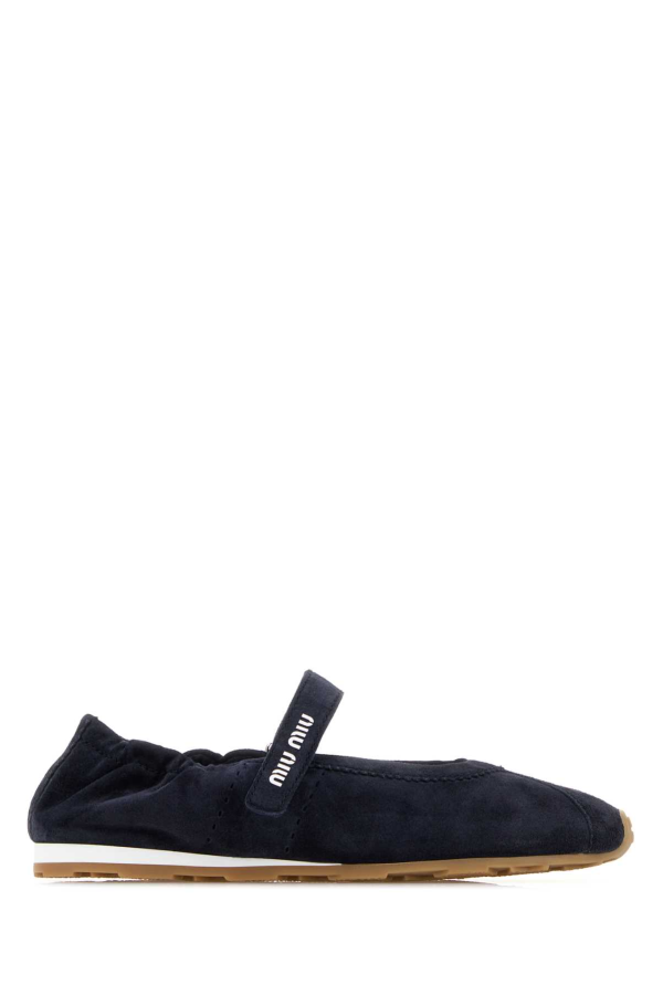 MIU MIU Midnight Blue Suede Ballerinas