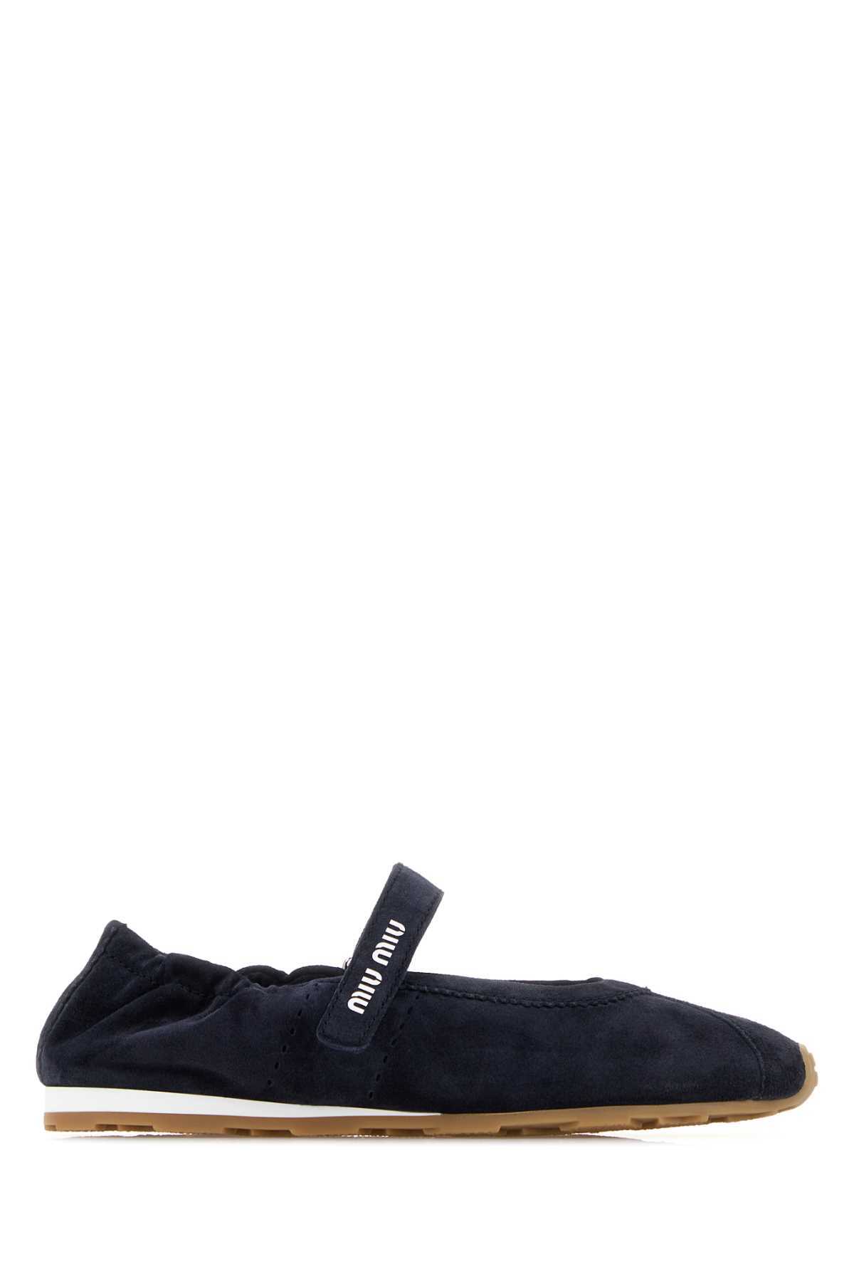 MIU MIU Midnight Blue Suede Ballerinas - Image 1 of 2