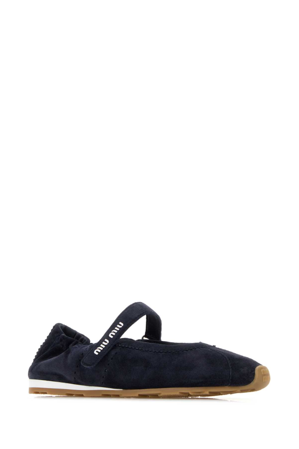 MIU MIU Midnight Blue Suede Ballerinas