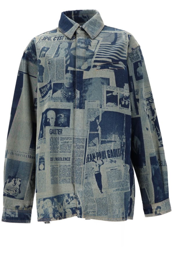 Jean Paul Gaultier Shirt With Newspaper Print Shirt - Denim