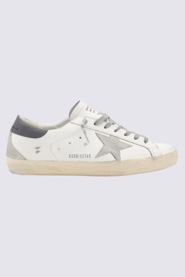 Golden Goose White and Grey Leather Sneakers - White/Ice/Dark Gray