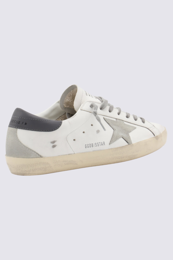 Golden Goose White and Grey Leather Sneakers - White/Ice/Dark Gray