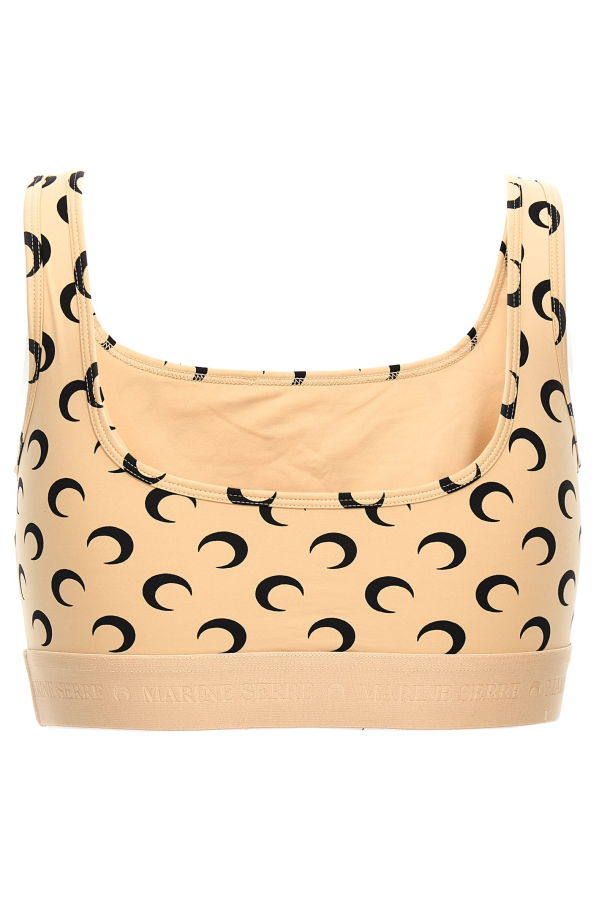 MARINE SERRE Moon Printed Jersey Cropped Top - Beige