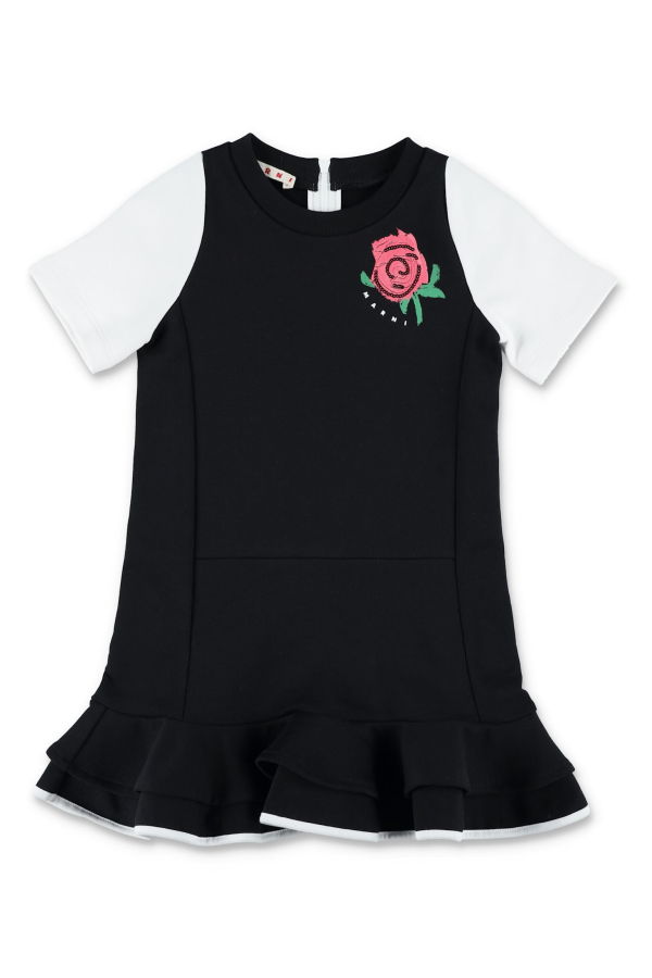 KIDS Marni Jersey Dress With Rose Dress - Black