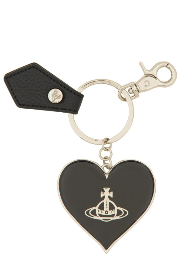 Vivienne Westwood Mirror Heart Keychain - Black