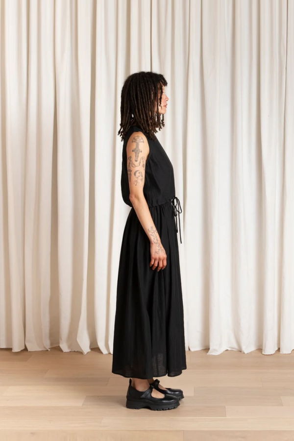 Ali Golden Drawstring Tank - Black