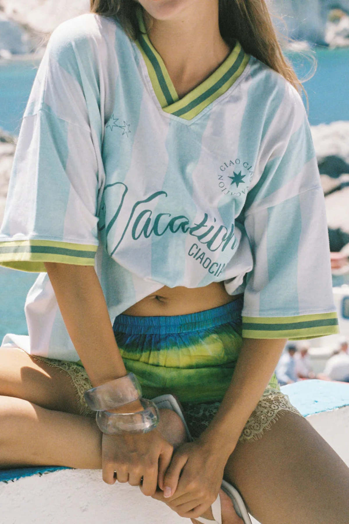 CIAO CIAO Vacation Soccer Stripe Tee - Blue Stripe - Image 1 of 6