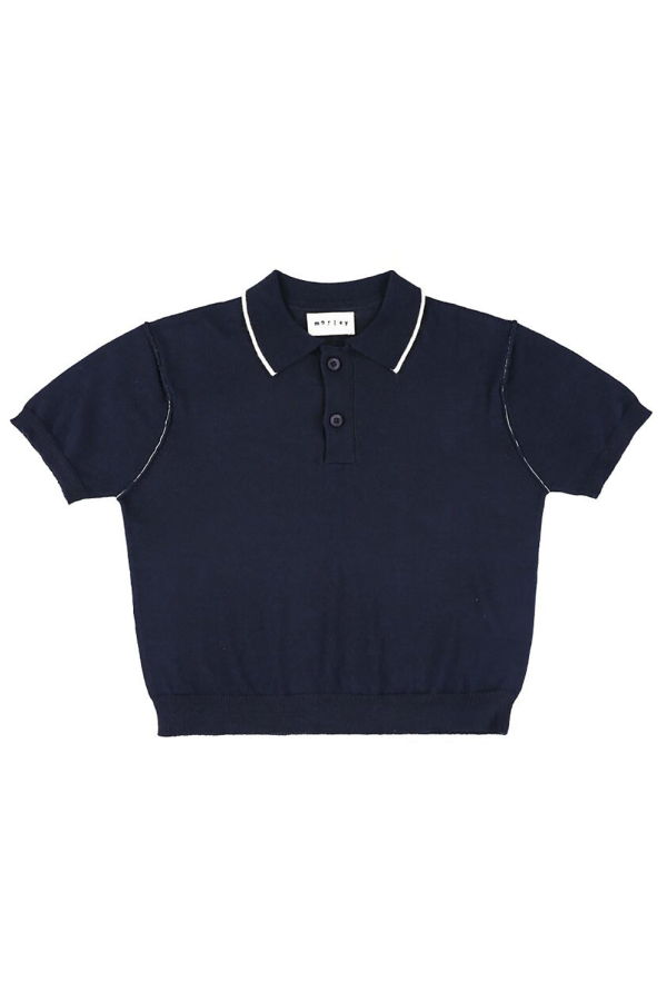 KIDS Morley Xalapa Knit Polo T-Shirt - Navy Blue