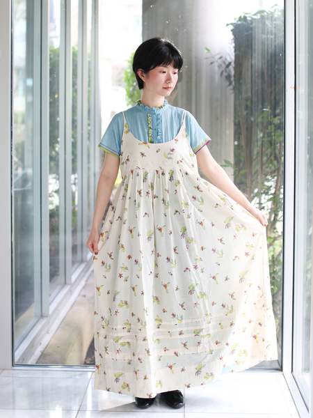 injiri embroidered dress Injiri Indigo Sleeveless Cotton + Silk Dress Medium main image 1
