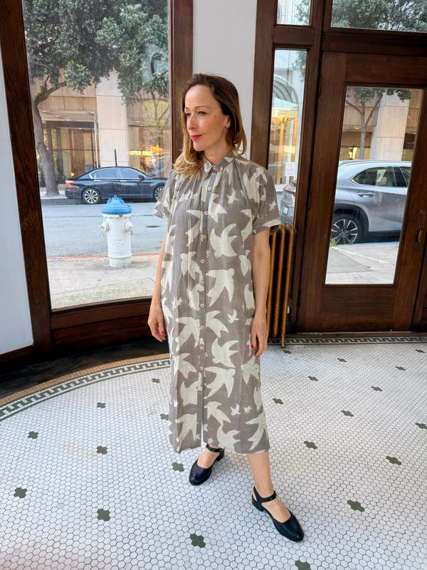 Happy French Gang Elise Dress Grey Print Libert by Ombre Claire Dress Happy French Gang Elise Dress Grey Print Libert by Ombre Claire Dress