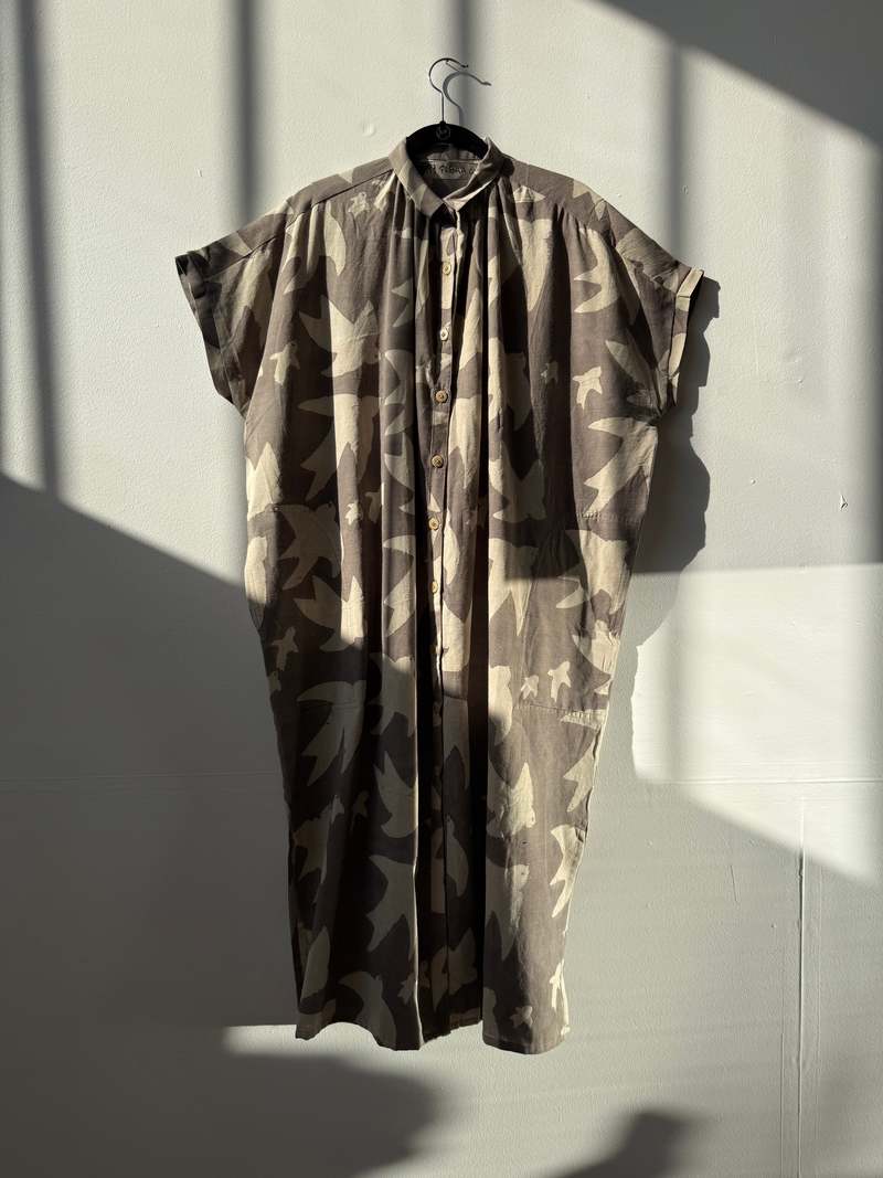 Happy French Gang Elise Dress Grey Print Libert by Ombre Claire Dress