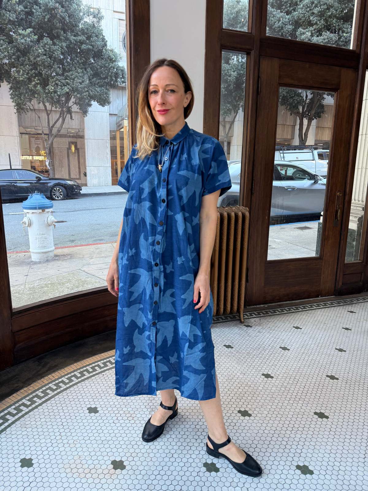 Happy French Gang Elise Indigo Print Libert by Ombre Claire Dress - Image 1 of 11