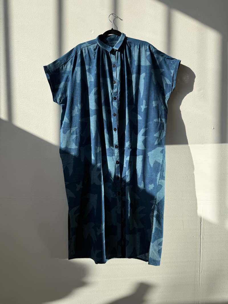 Happy French Gang Elise Indigo Print Libert by Ombre Claire Dress