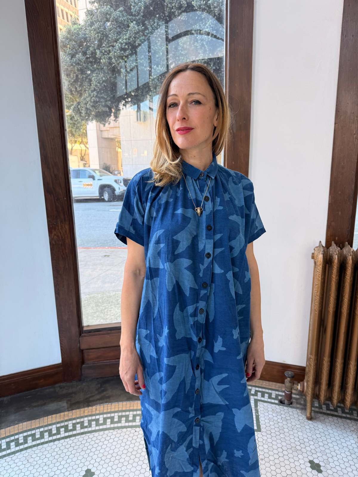 Happy French Gang Elise Indigo Print Libert by Ombre Claire Dress - Image 5 of 11