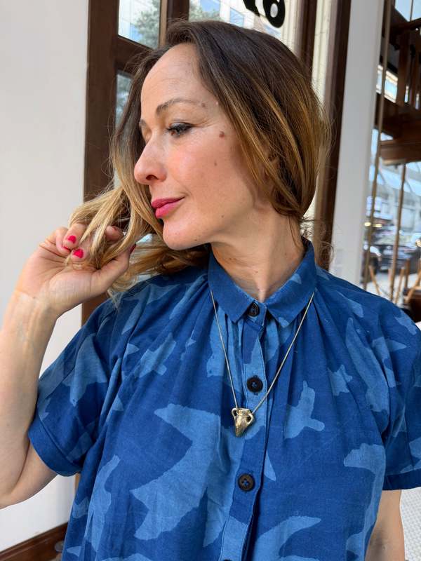 Happy French Gang Elise Indigo Print Libert by Ombre Claire Dress